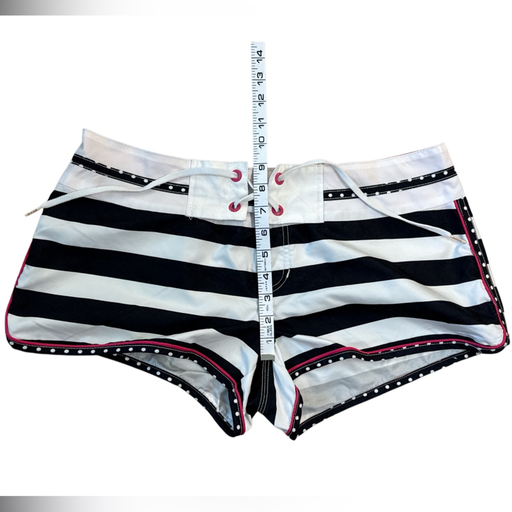 Y2K Aeropostale Black and White Striped Swim Trunks Women’s Large - Picture 7 of 9